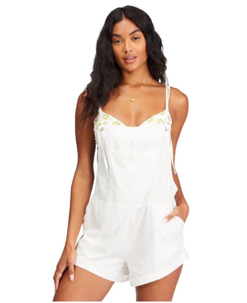 Billabong womens Wild Pursuit Short Overall Rompers, Salt Crystal, Large US - Image 1